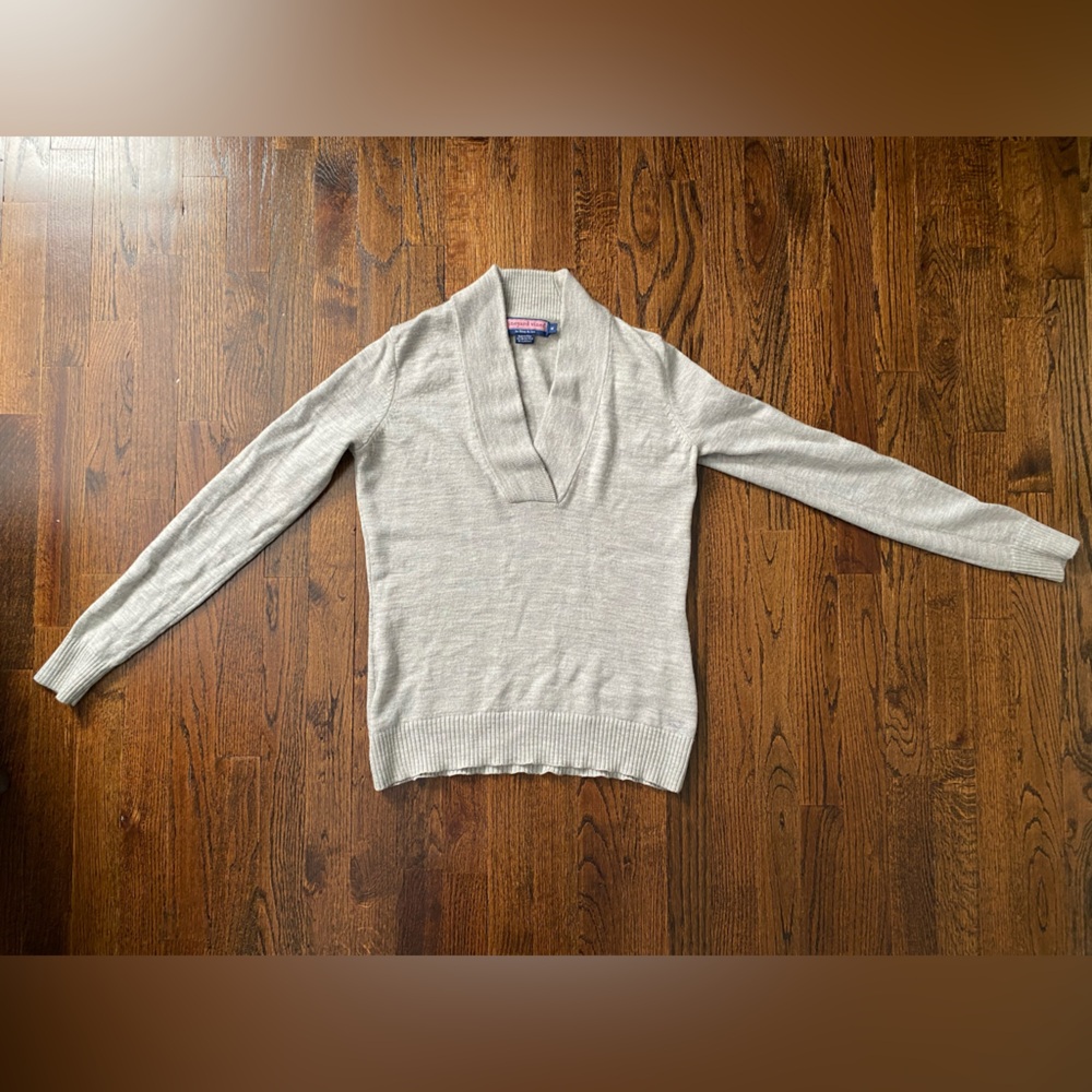 Cashmere Merino wool Vineyard Vines Gray V-Neck Collar Sweater Shep and Ian - Picture 16 of 16